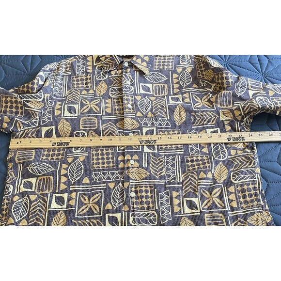 Reyn Spooner Mens L Leaf‎  Polka Dot Print Brown Shirt Cotton Button Up FLAW - Picture 6 of 11